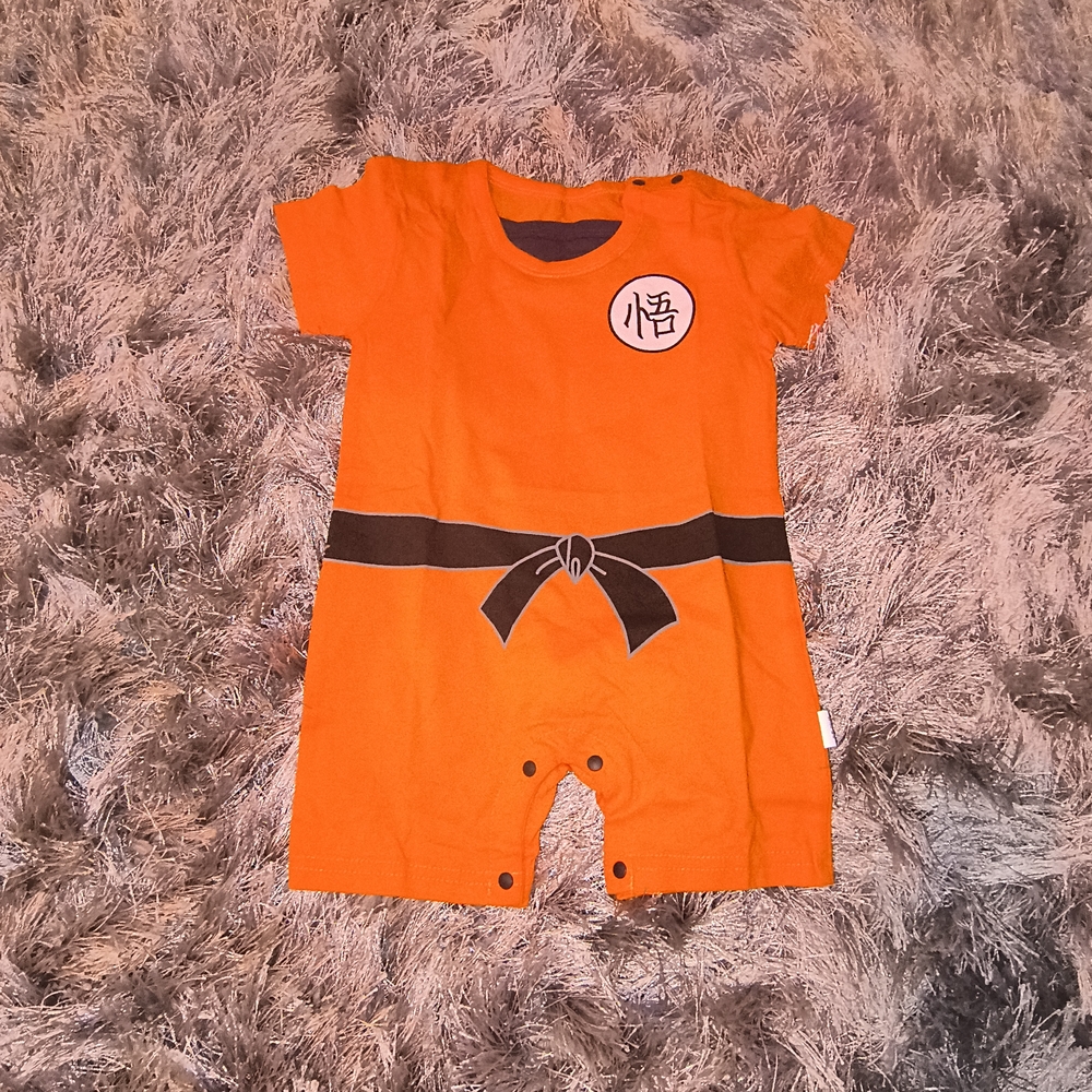 Orange Baby Romper with Black Belt Design